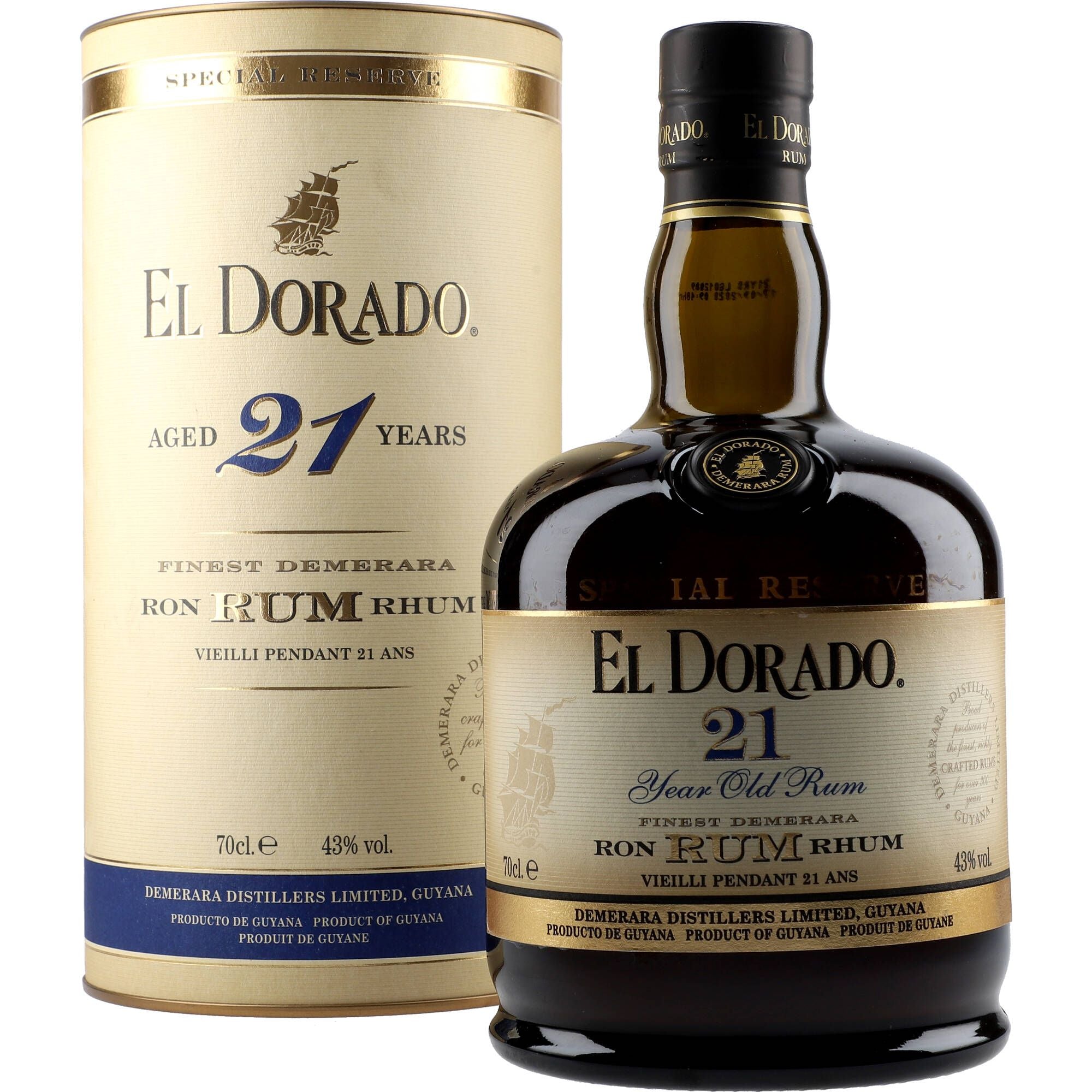 El Dorado 21 Year old Rum Special Reserve 43% 0,7 ltr. - AllSpirits
