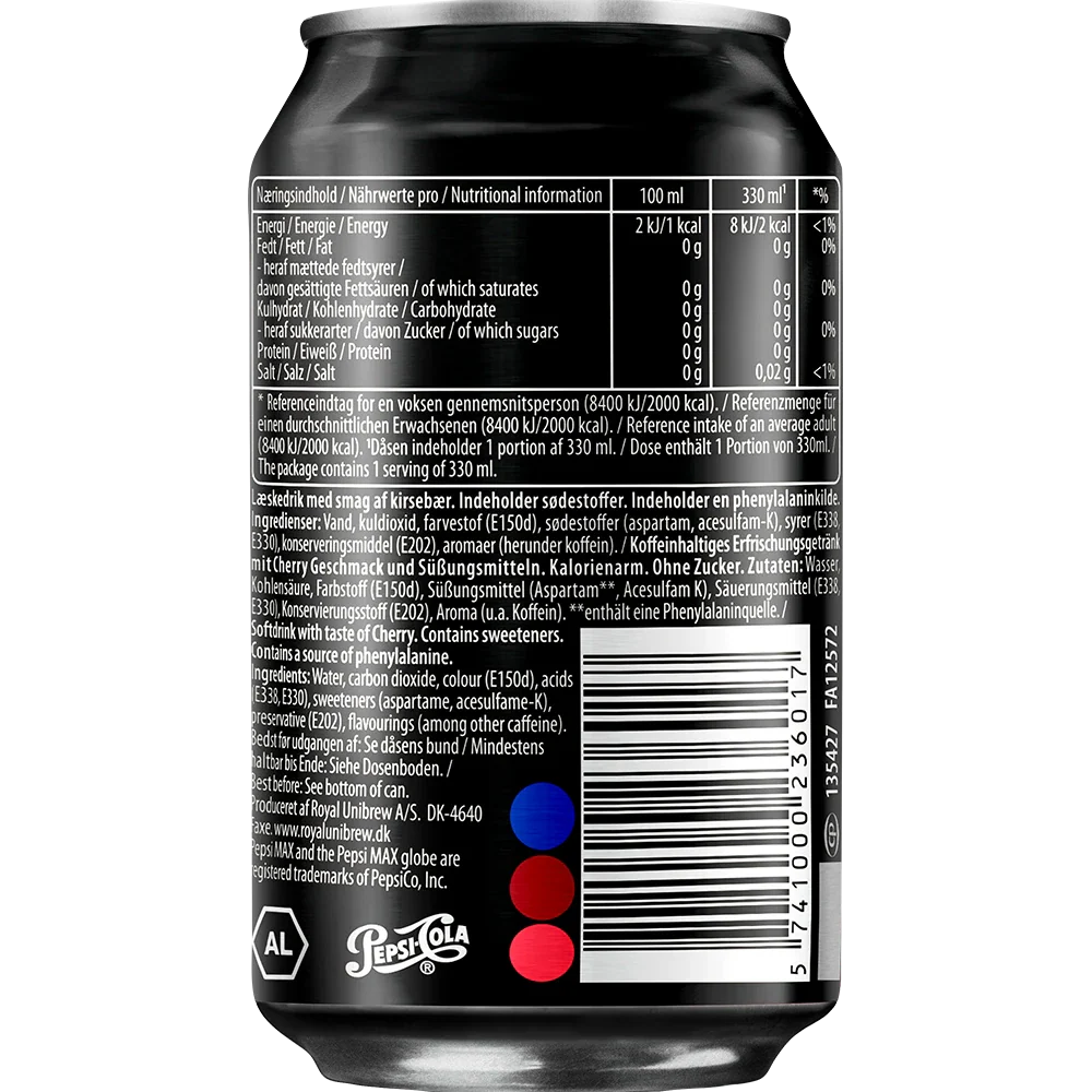 Pepsi Max Cherry 24x0,33L DS. zzgl. DPG Pfand