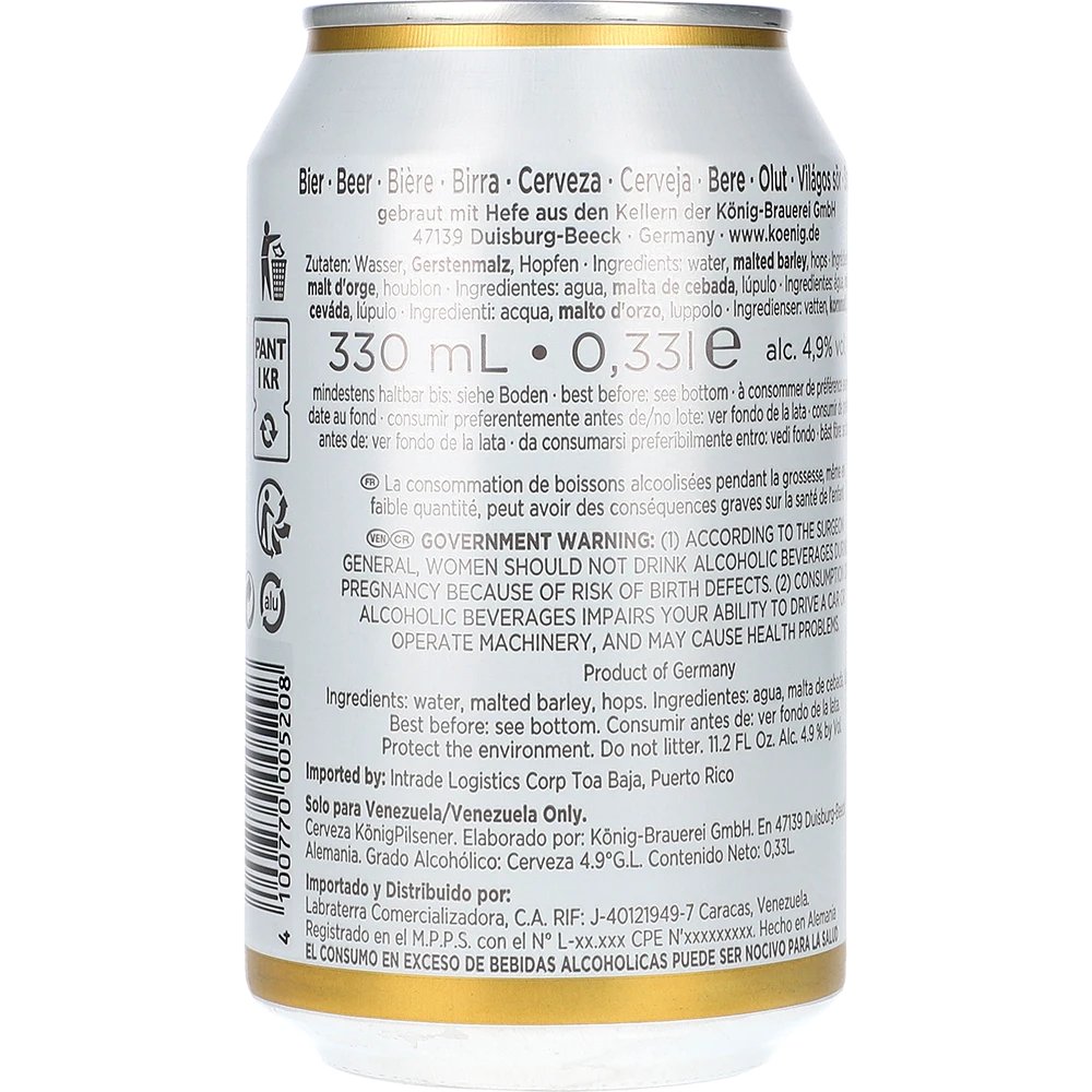 König Pilsener 4,9% TRAY 24x 0,33L DS zzgl. DPG Pfand