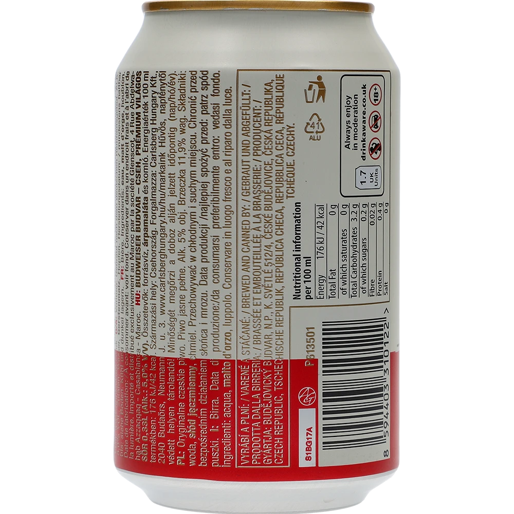 Budweiser Lager 5% TRAY 24x 0,33L DS zzgl. DPG Pfand