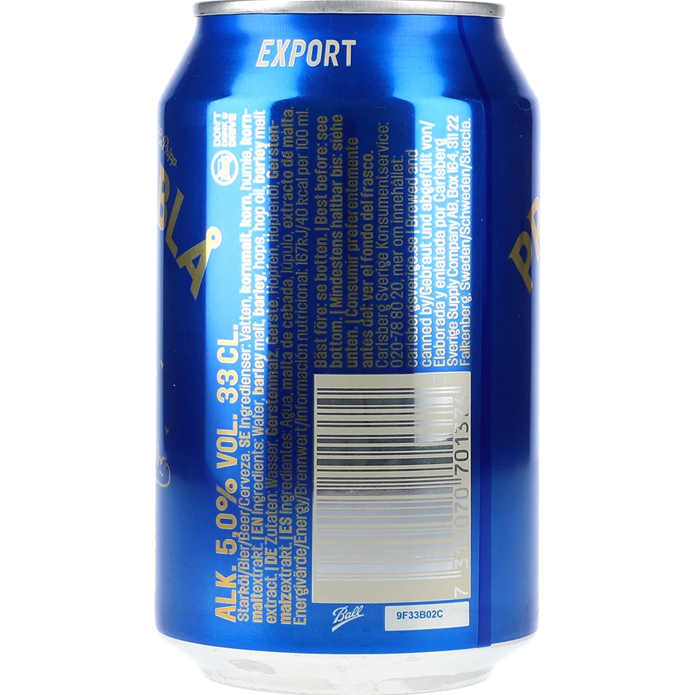 Pripps Blå Export 5 % TRAY 24x 0,33L DS zzgl. DPG Pfand