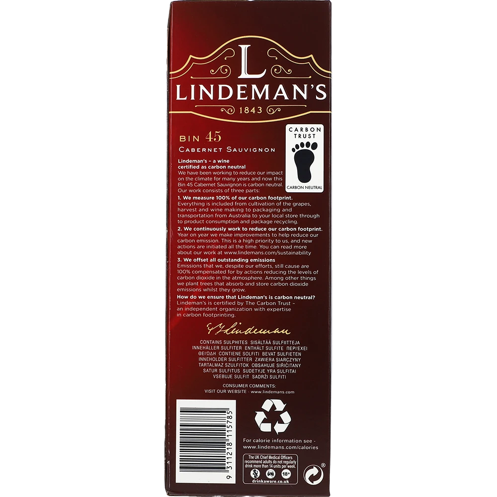 Lindeman's BIN 45 Cabernet Sauvignon 13.5 % 3L BIB
