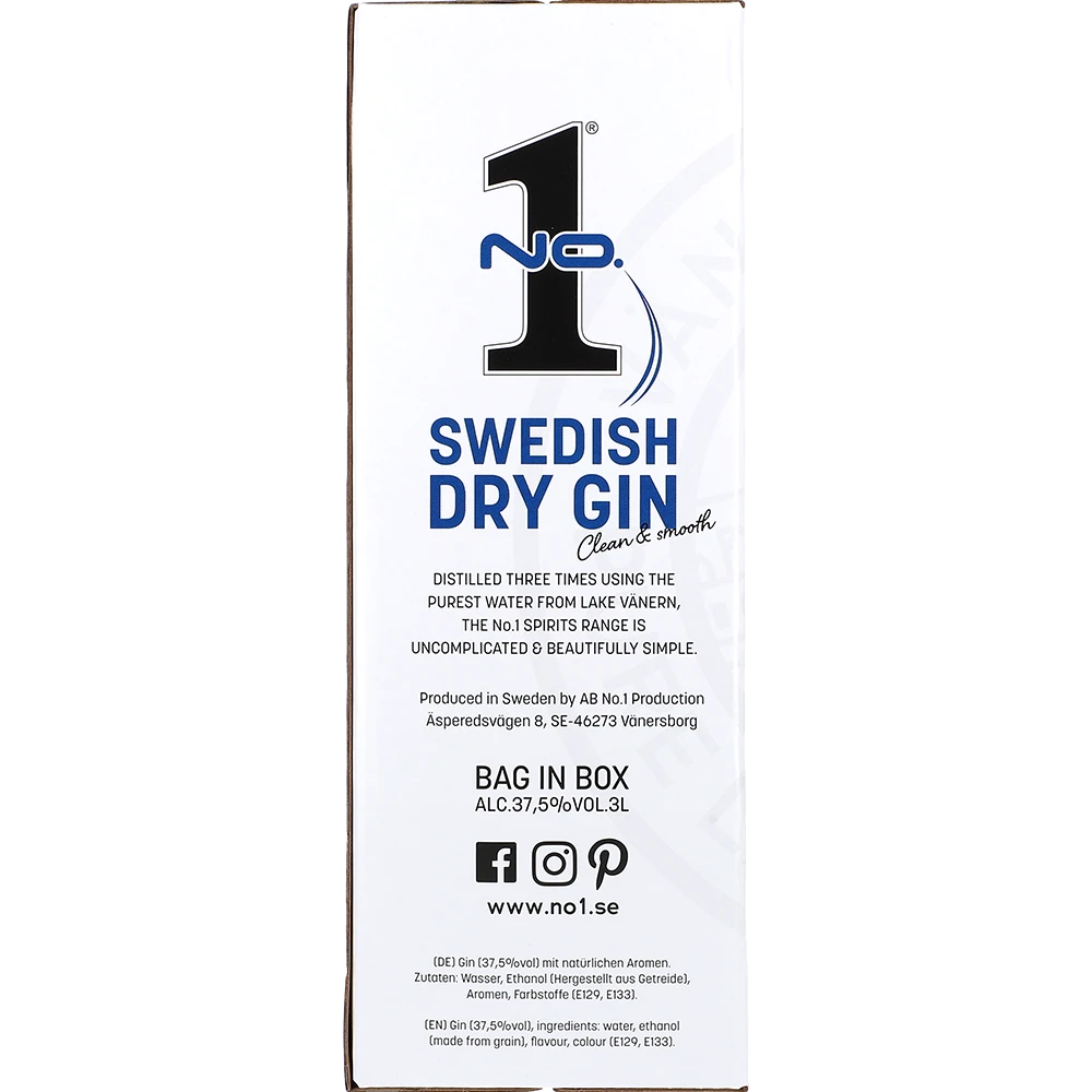 No. 1 Premium Dry Gin 37.5 % 3L BIB