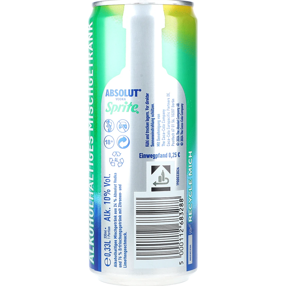 Absolut Sprite 10% 0,33L DS zzgl. DPG Pfand