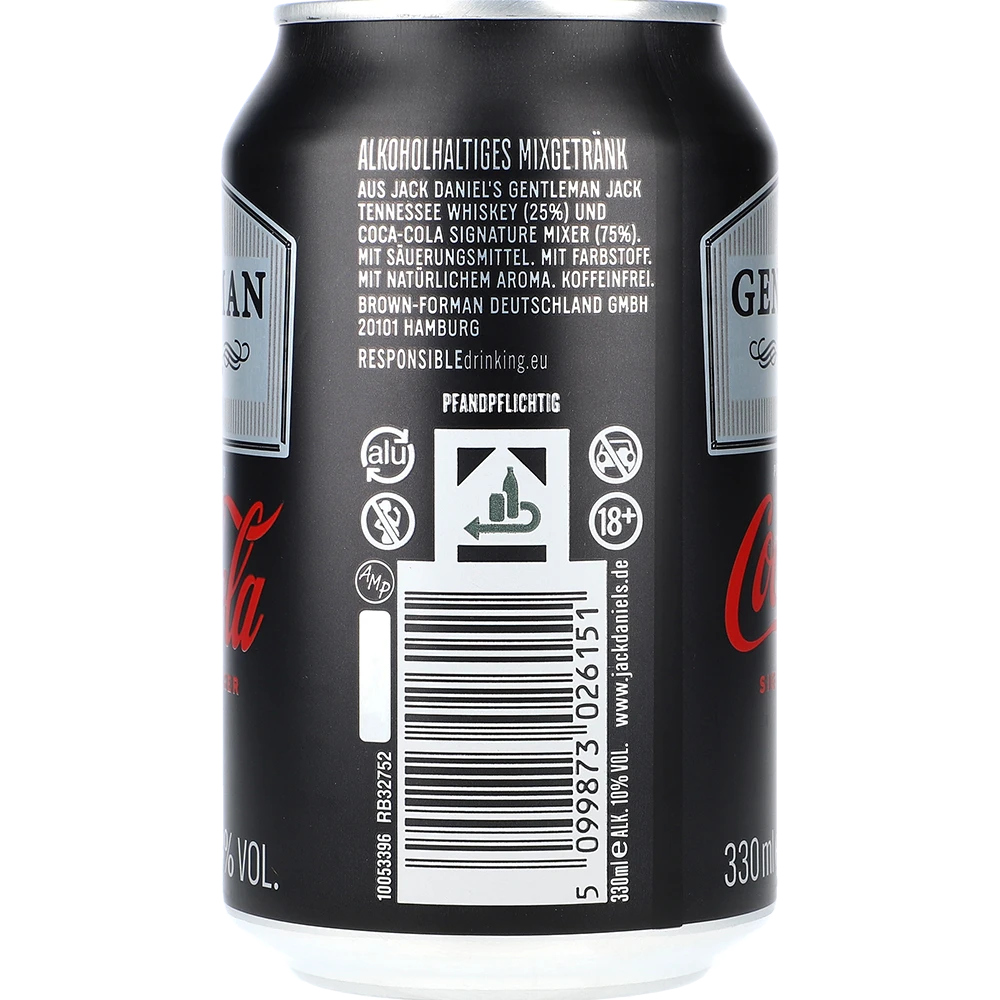 Gentleman Jack & Cola 10% 0,33L DS zzgl. DPG Pfand