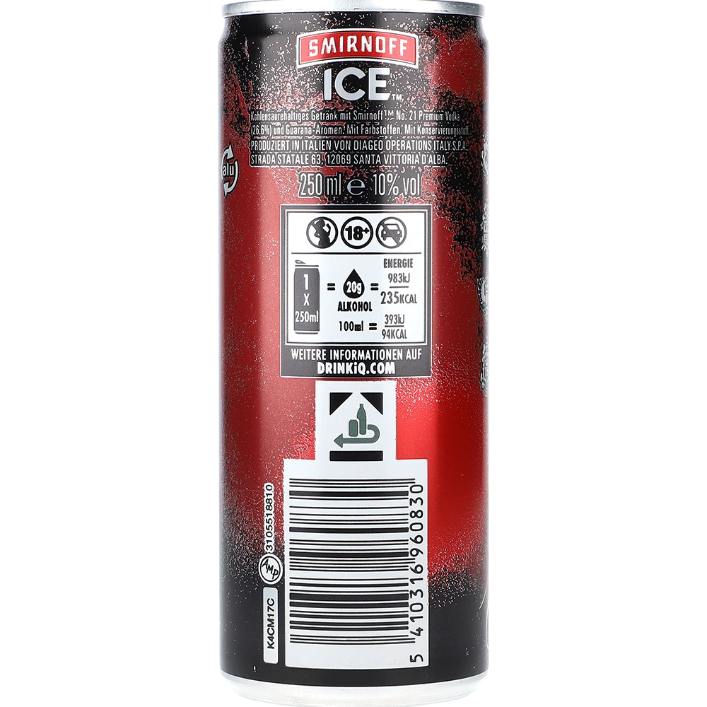 Smirnoff Ice Black Guarana 10% 0,25L DS zzgl. DPG Pfand