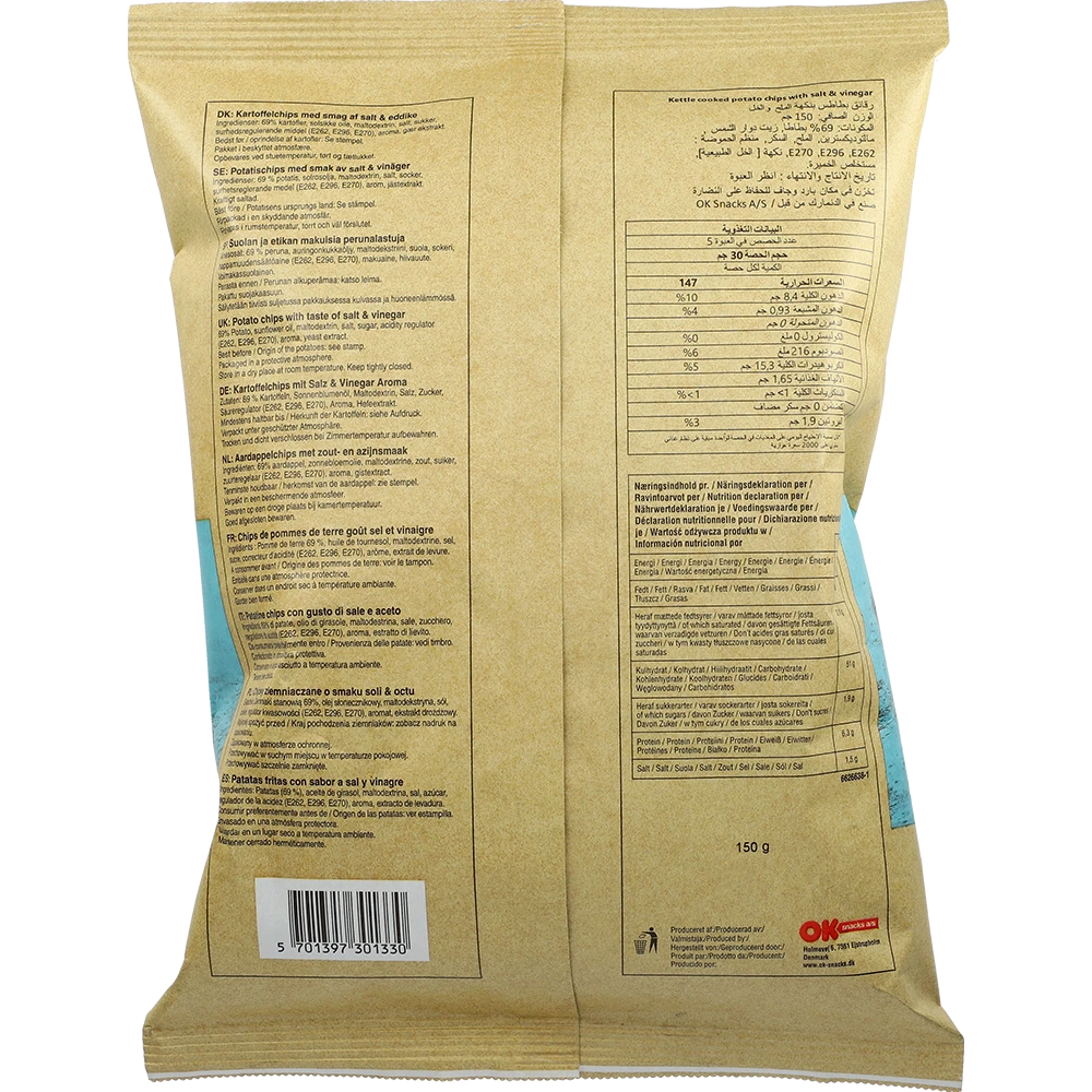 Kettle Chips Salt & Vinegar 150G BTL