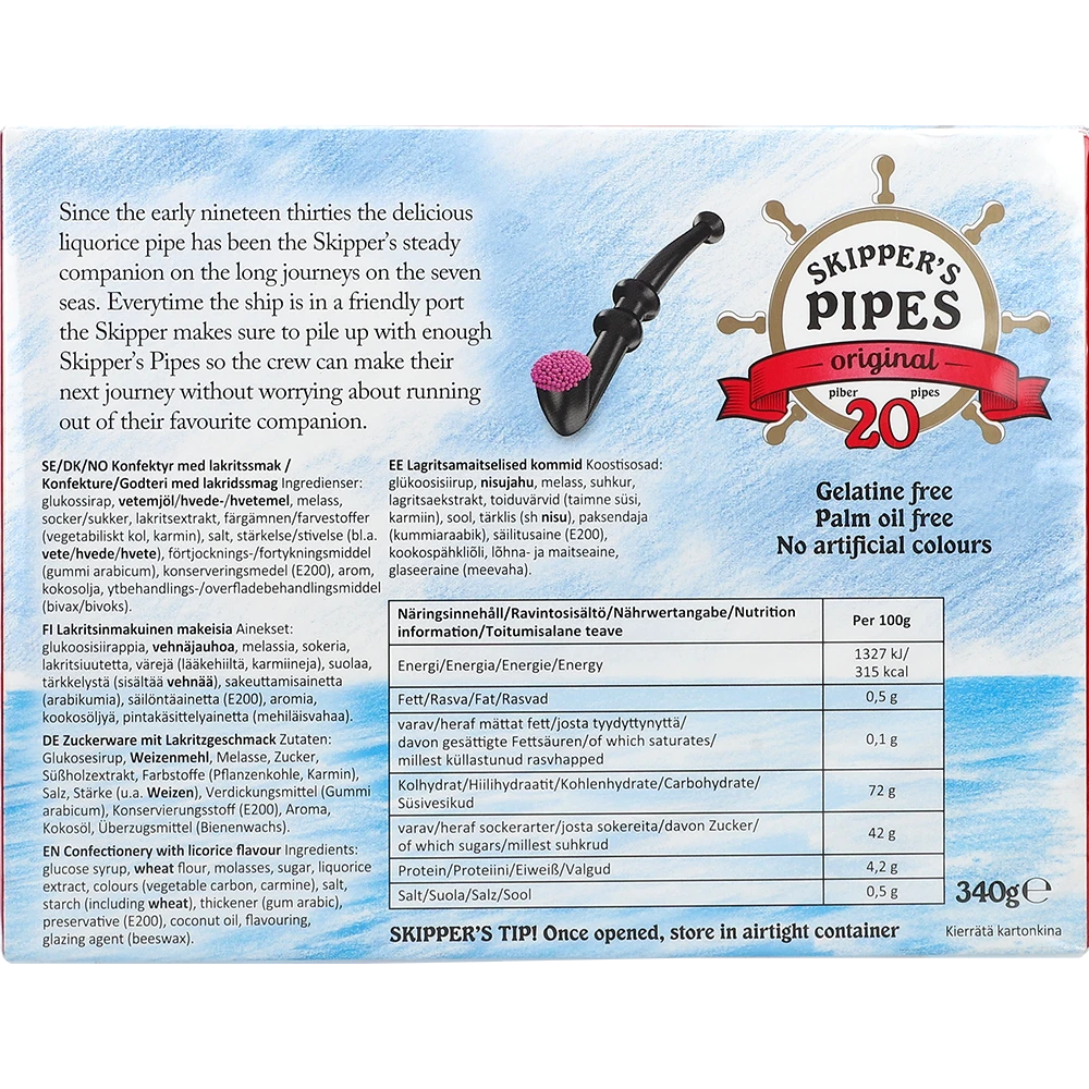 Malaco Skipper's Pipes  340G PCK