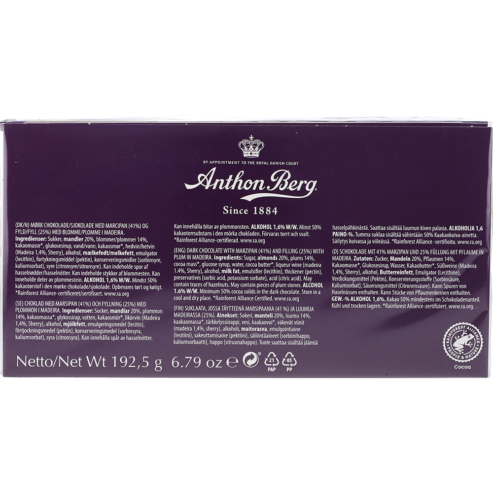 Anthon Berg Tærter Blomme i Madeira 192,5G PCK