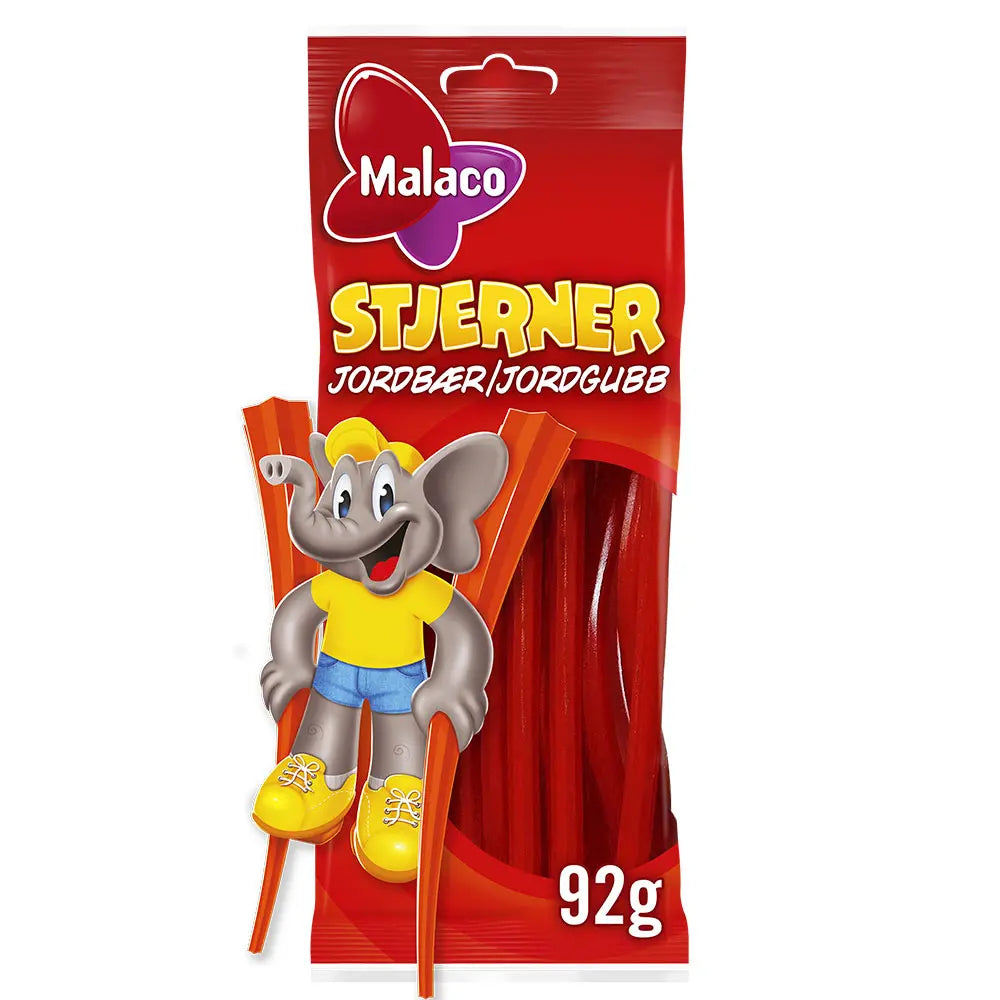 Malaco Stjerner Erdbeer 92g - AllSpirits
