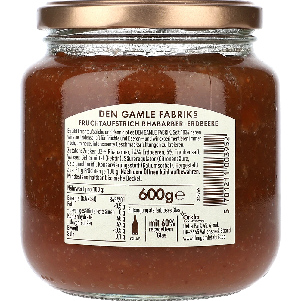 Den Gamle Fabrik Rhabarber & Erdbeere 600G GL