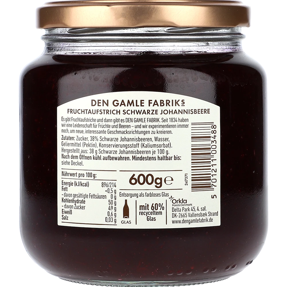 Den Gamle Fabrik Schwarze Johannisbeere 600G GL