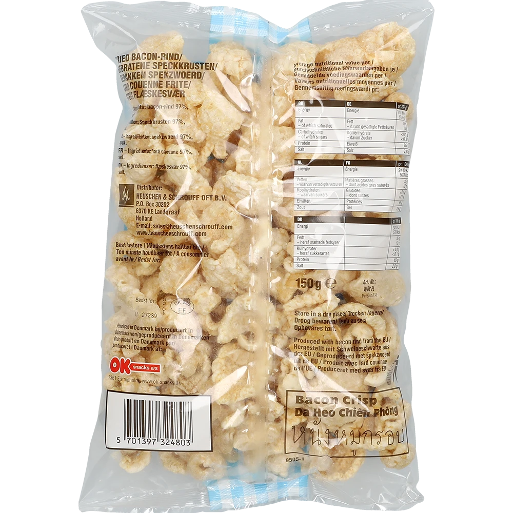 OK Snacks a/s Speckkrusten Salt 150G BTL