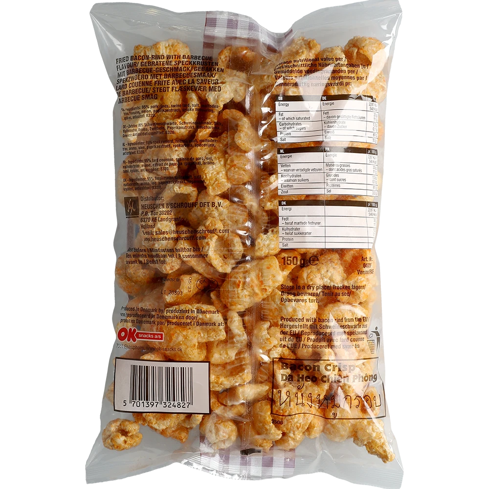 OK Snacks a/s Speckkrusten Barbecue 150G BTL
