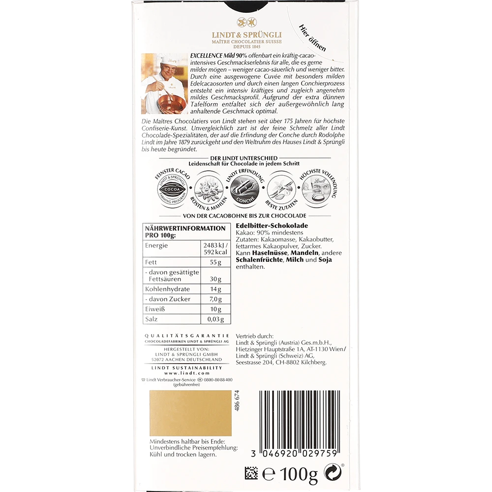 Lindt Excellence 90 % 100G PCK