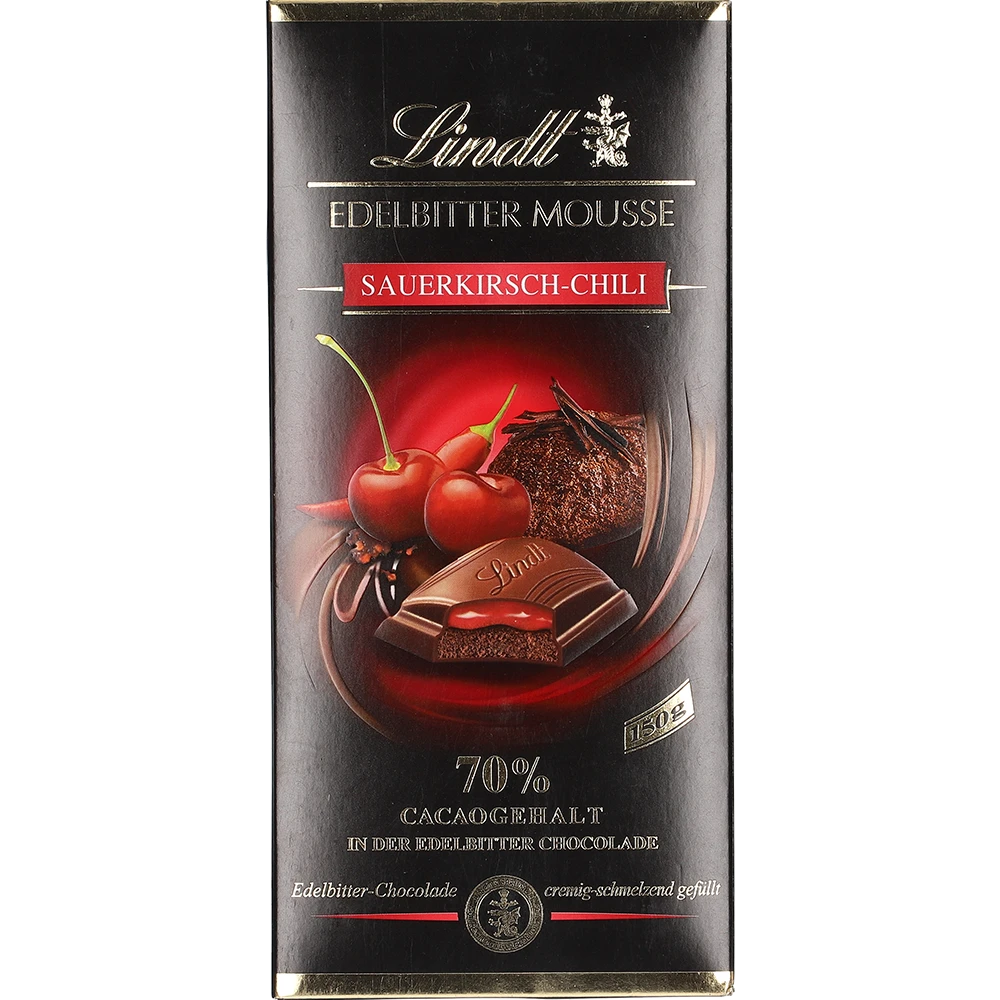 Lindt Edelbitter Mousse Kirsch-Chili 150G PCK