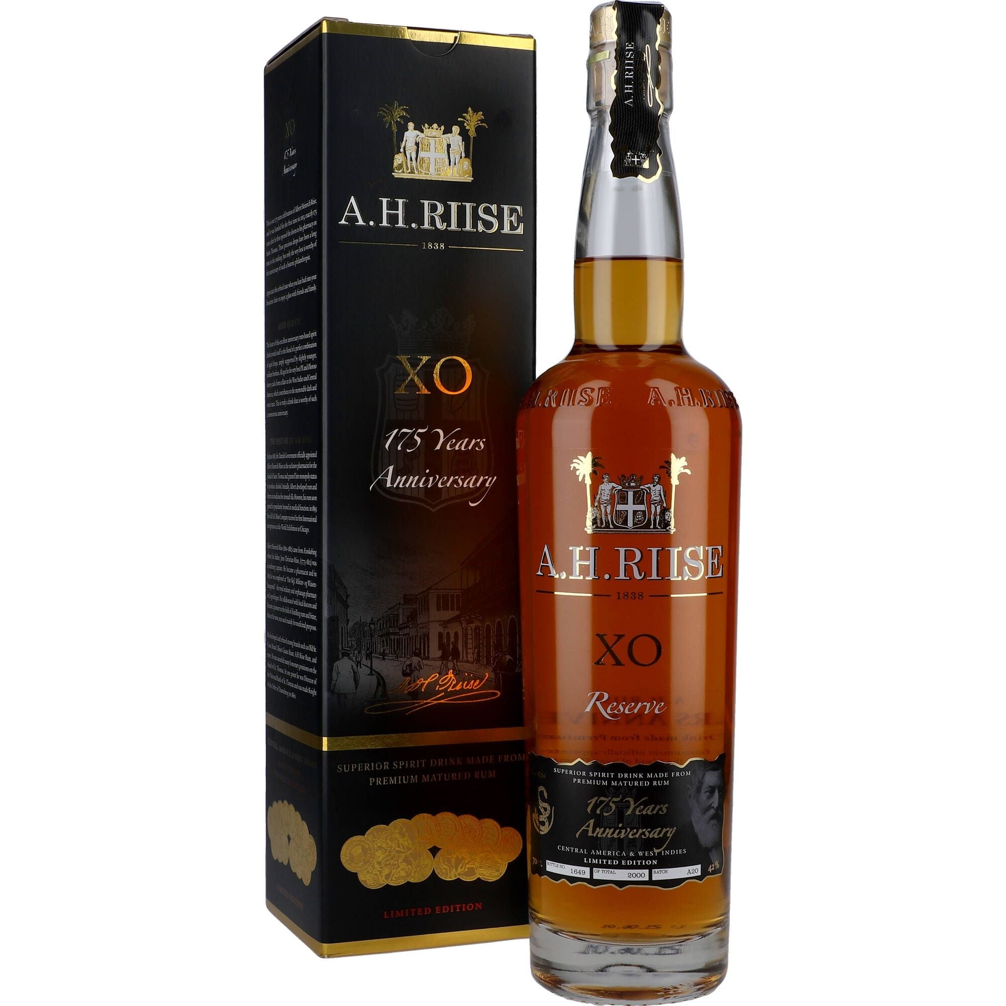 A.H. Riise X.O. 175 Years Anniversary Edition Rum Geschenkbox 42% 0,7 ltr. - AllSpirits