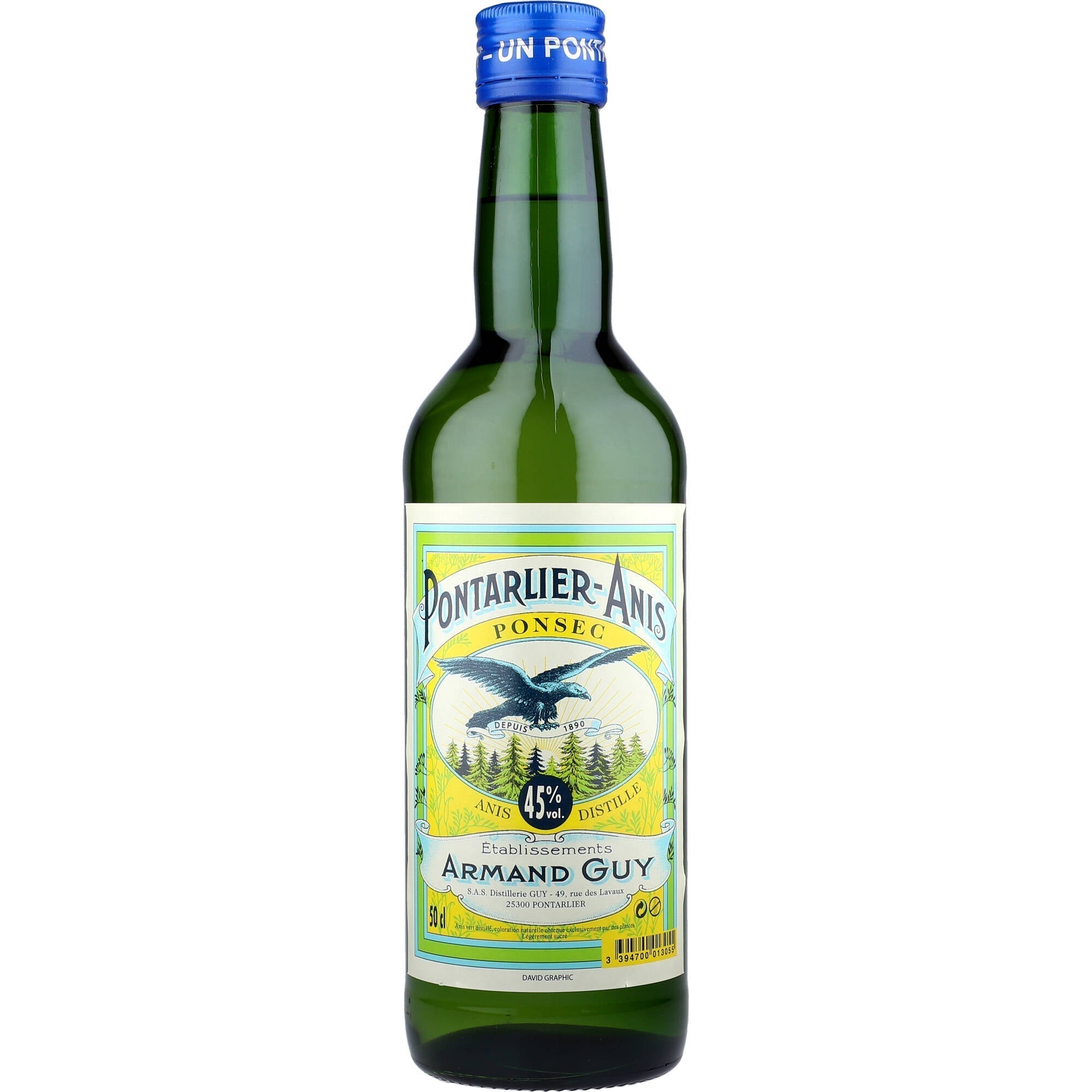 Distillerie Pierre Guy Pontarlier Anis Distille Ponsec 0,5 ltr. 45% - AllSpirits